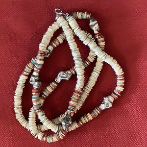 36 inch shell and metal nugget necklace double or single style